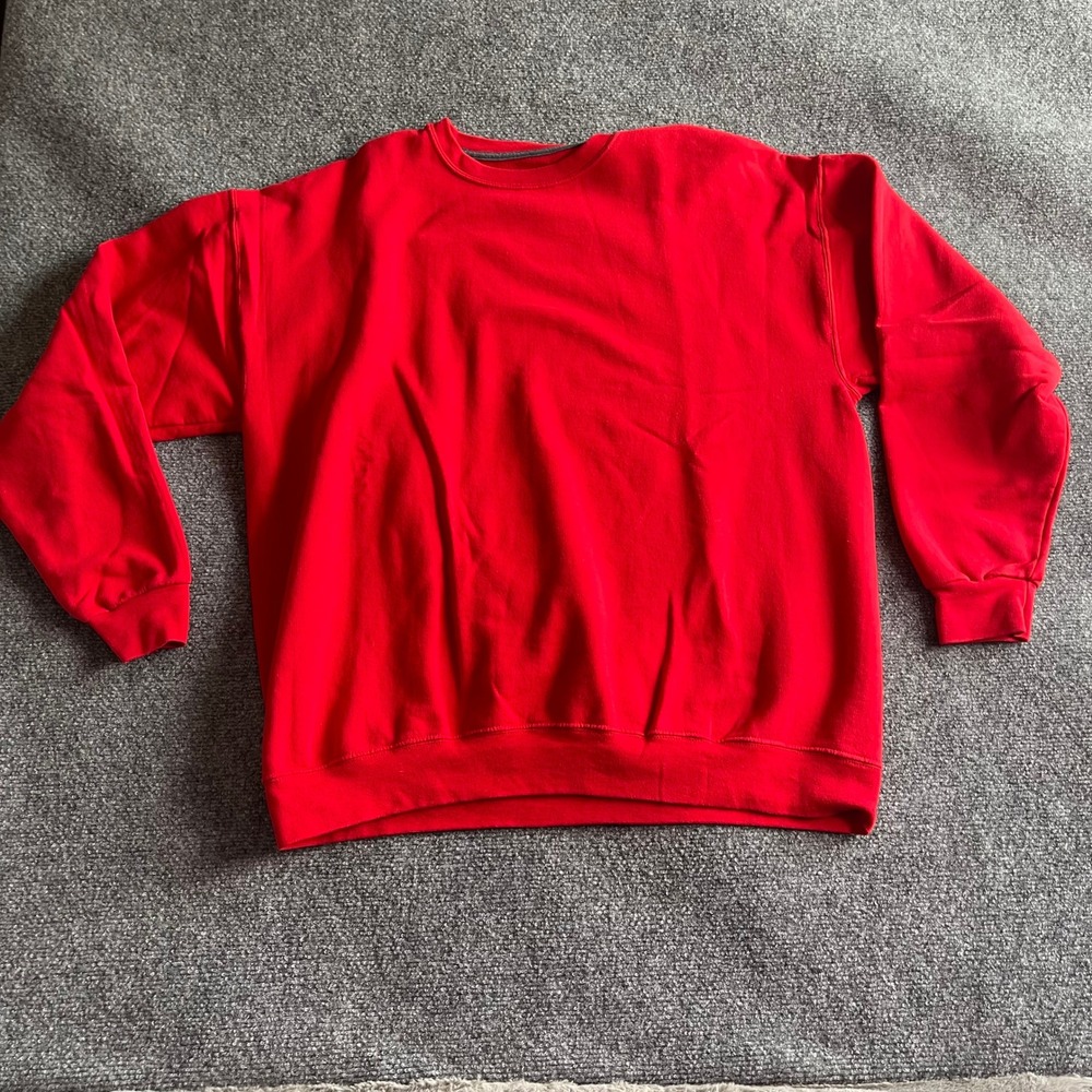 Athletic Works Mens XL Red Crewneck Sweatshirt Fleece Lined Pullover RN 52469